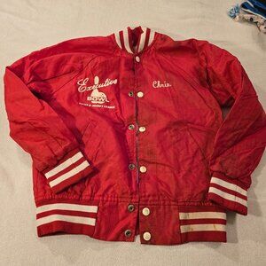 Mens Red White Varsity Executive Bowl Club League Jacket READ!! I think a Small.